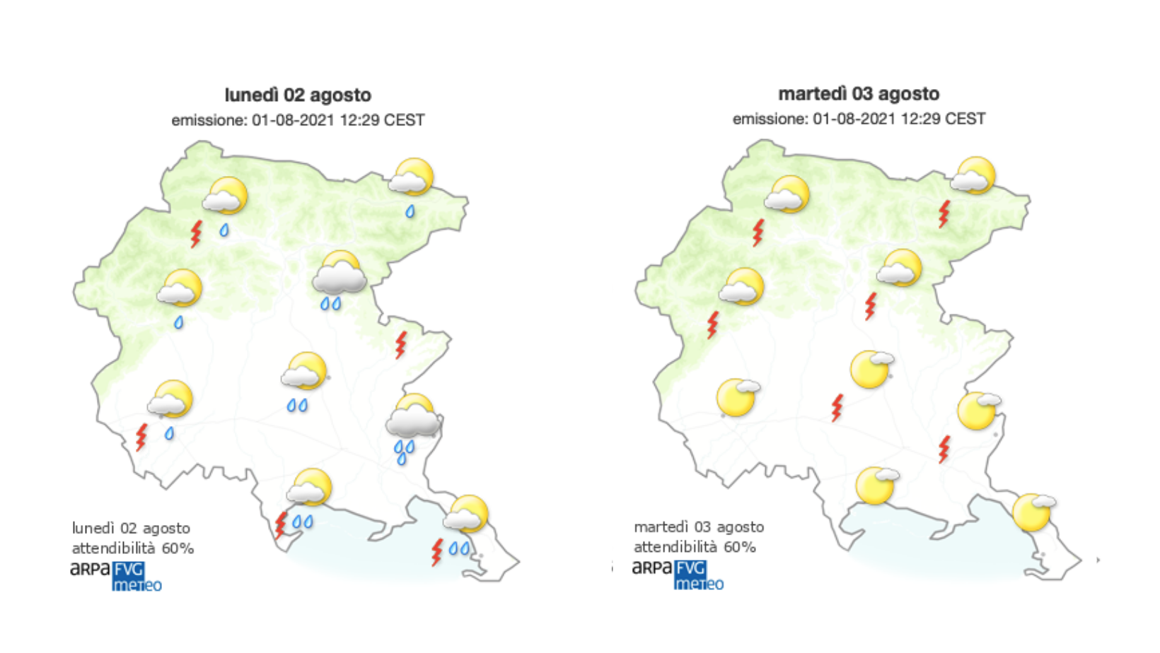 Immagine per Meteo, ancora instabilità sul Goriziano: previste piogge e schiarite